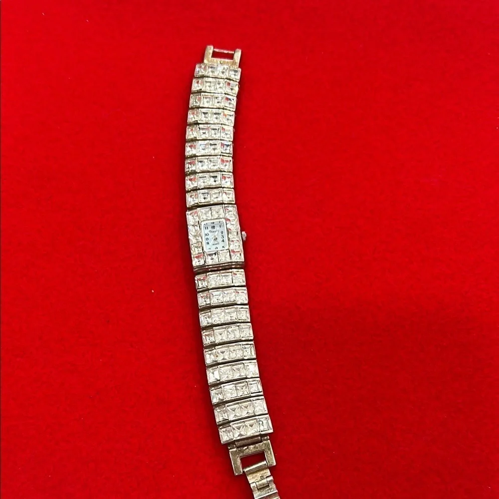 Vintage 90s Crystal Watch Bracelet Bling